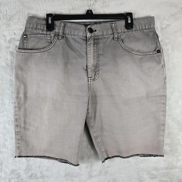 Vintage Quiksilver Denim Cut Off Shorts 36 Grey Y2K Surf Skate Grunge 36x9 - Picture 2 of 11